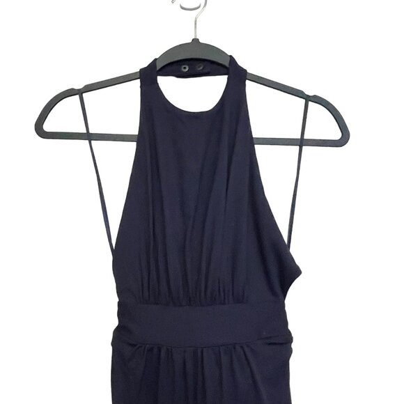 Susana Monaco Jumpsuit Sleeveless Halter Tie Open Back Stretch Small Midnight - Picture 5 of 8